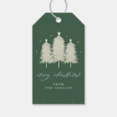 Sage Sparkly Vrolijke Kerstbomen Vakantie Cadeaulabel (Voorkant)