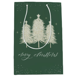 Sage Sparkly Vrolijke Kerstbomen Vakantie Medium Cadeauzakje