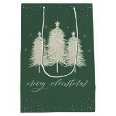 Sage Sparkly Vrolijke Kerstbomen Vakantie Medium Cadeauzakje (Achterkant)