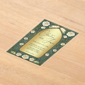 Sage Stained Glass Floral Art Nouveau Wedding Acryl Uitnodigingen (Laagn)