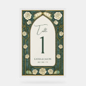 Sage Stained Glass Floral Wedding Table Number Acryl Bord (Voorkant)