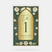 Sage Stained Glass Floral Wedding Table Number Acryl Bord (Voorkant)