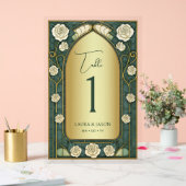 Sage Stained Glass Floral Wedding Table Number Acryl Bord (Huwelijk)