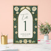 Sage Stained Glass Floral Wedding Table Number Acryl Bord (Huwelijk)