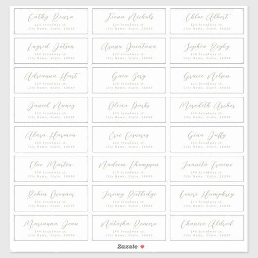 Sage Stijlvol script bruiloft gast adres label (Vel)