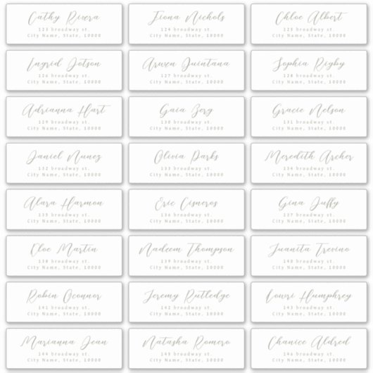 Sage Stijlvol script bruiloft gast adres label (Voorkant)