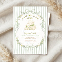 Sage Streep Little Lamb Baby Shower Uitnodiging