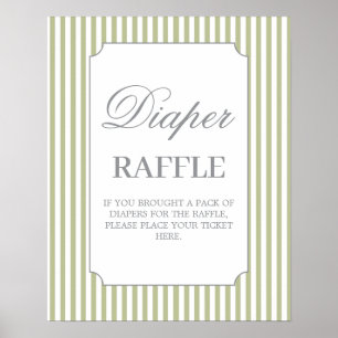 Sage Strepen Baby Shower Luierspel Bord Poster