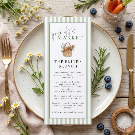Sage Strepen Market Brunch Bruiloftsmenu Kaart