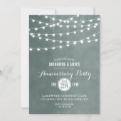 Sage String Lights Jubileumfeest Uitnodiging (Voorkant)