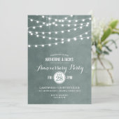 Sage String Lights Jubileumfeest Uitnodiging (Staand voorkant)