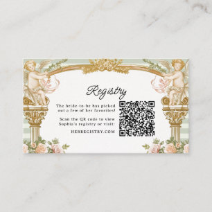 Sage Stripe Bruiloftsshower Cadeauregisterkaart Informatiekaartje