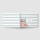 Sage Stripe en Antiek Blush Peony Wedding Gastenboek (Volledig)
