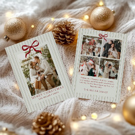 Sage Stripe Family Photo Christmas Holiday Card Feestdagenkaart