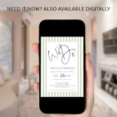 Sage Stripe We Do 3 Foto's QR Code Huwelijk  Kaart