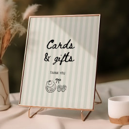 Sage Stripes Baby shower Kaarten en geschenken Poster