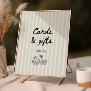 Sage Stripes Baby shower Kaarten en geschenken Poster