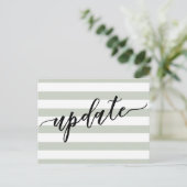 Sage Stripes uitgesteld bruiloft update bericht Briefkaart (Staand voorkant)