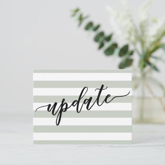 Sage Stripes uitgesteld bruiloft update bericht Briefkaart (Staand voorkant)