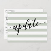 Sage Stripes uitgesteld bruiloft update bericht Briefkaart (Voorkant / Achterkant)