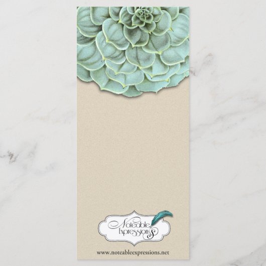 Sage Succulent Bruiloft Menu (Achterkant)