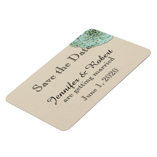Sage Succulent Bruiloft Save the Date Magneet (Linkerzijde)