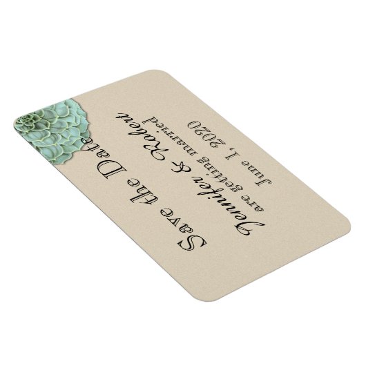 Sage Succulent Bruiloft Save the Date Magneet (Rechterzijde)