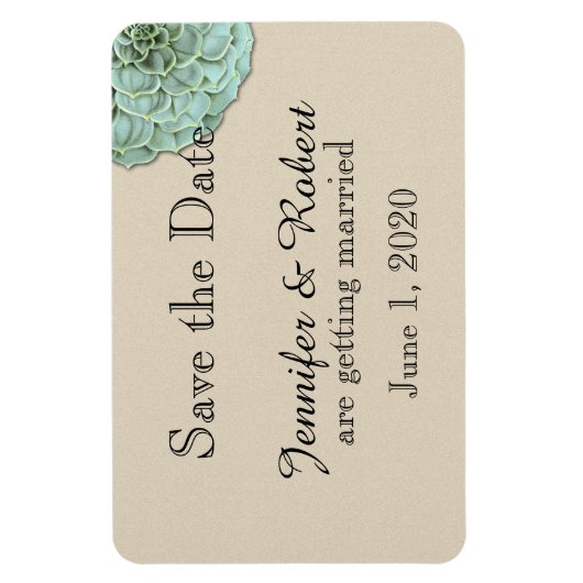 Sage Succulent Bruiloft Save the Date Magneet (Verticaal)