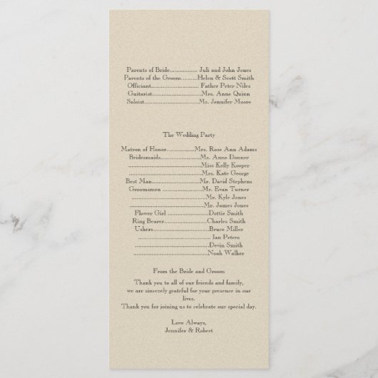 Sage Succulent Trouwprogramma Programmakaart (Achterkant)