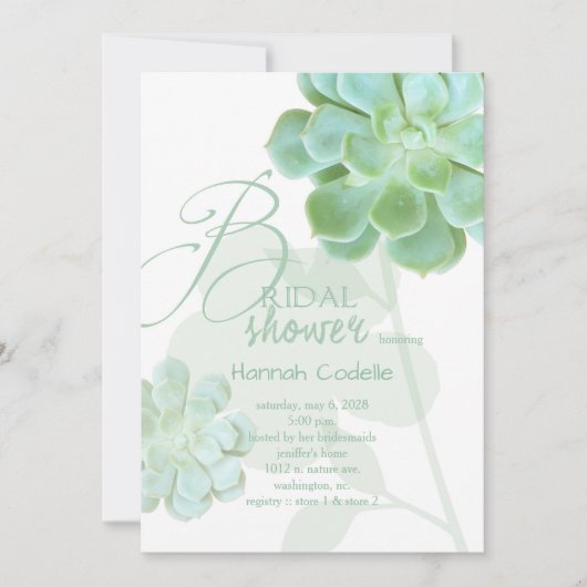 Sage Succulents Cactus Vrijgezellenfeest Kaart (Voorkant)