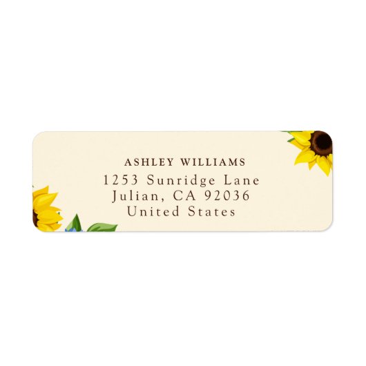 Sage Sunflower Themed Return Stickers (Voorkant)