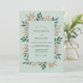 Sage Tan Botanische Romantische Bruiloft Kaart (Staand voorkant)
