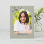 Sage Tassel Grad Announcement with Photo Kaart (Staand voorkant)