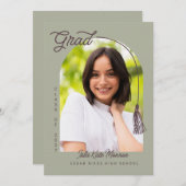 Sage Tassel Grad Announcement with Photo Kaart (Voorkant / Achterkant)