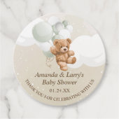 Sage teddybeer met ballonnen bedankjes labels (Voorkant)
