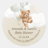 Sage Teddybeer met Ballonnen Sticker (Voorkant)