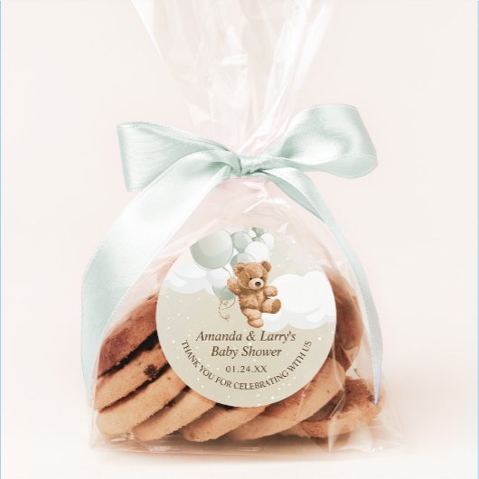 Sage Teddybeer met Ballonnen Sticker