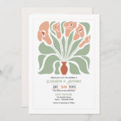 Sage & Terracotta Abstract Floral Boho Wedding Kaart (Voorkant / Achterkant)