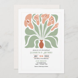 Sage & Terracotta Abstract Floral Boho Wedding Kaart