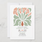 Sage & Terracotta Abstracte Bloem Boho Bruiloft Kaart (Voorkant)