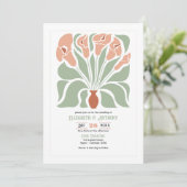 Sage & Terracotta Abstracte Bloem Boho Bruiloft Kaart (Staand voorkant)