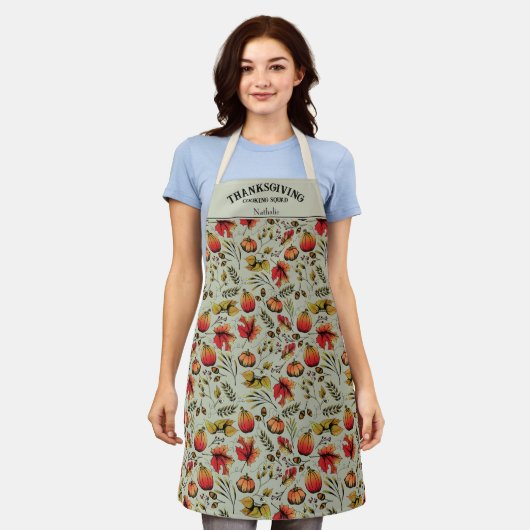 Sage Thanksgiving Koken Squad Herfst Oogst Schort (Gedragen)