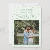Sage Tiny Hearts Foto Save the Dates Kaart (Voorkant)