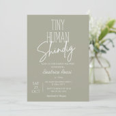 Sage Tiny Human Shindig Neutraal Modern Baby showe Kaart (Staand voorkant)