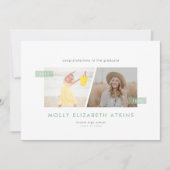 Sage Toen En Nu Twee Foto Afstuderen Aankondiging (Voorkant)