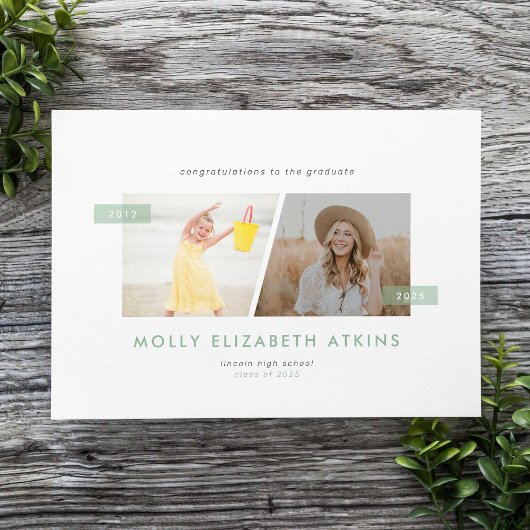 Sage Toen En Nu Twee Foto Afstuderen Aankondiging