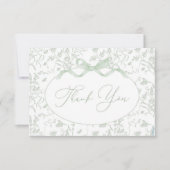 Sage Toile Baby shower Bedankt Card (Voorkant)