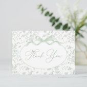 Sage Toile Baby shower Bedankt Card (Staand voorkant)