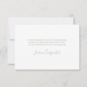 Sage Toile Baby shower Bedankt Card (Achterkant)