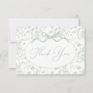 Sage Toile Baby shower Bedankt Card